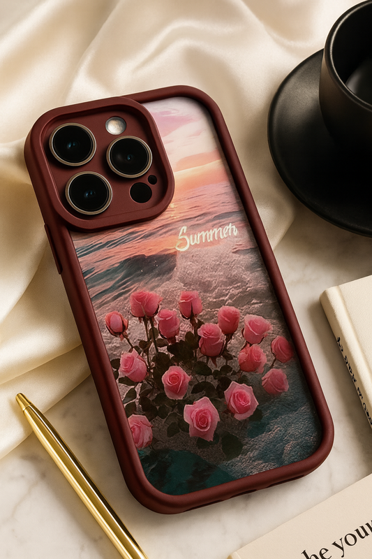 3D Hot Floral Seaside Rose Flower Summer Cute Design Silicone Aesthetic Print Case