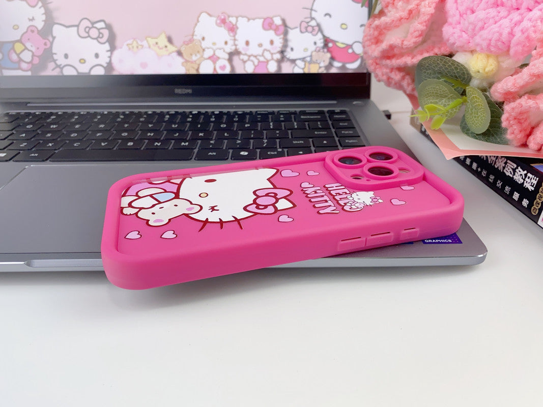 Cute Kitty Cat Pattern Hot 3D Teddy Print Bow Design Soft TPU Silicone Fashion Aesthetic Print Cover