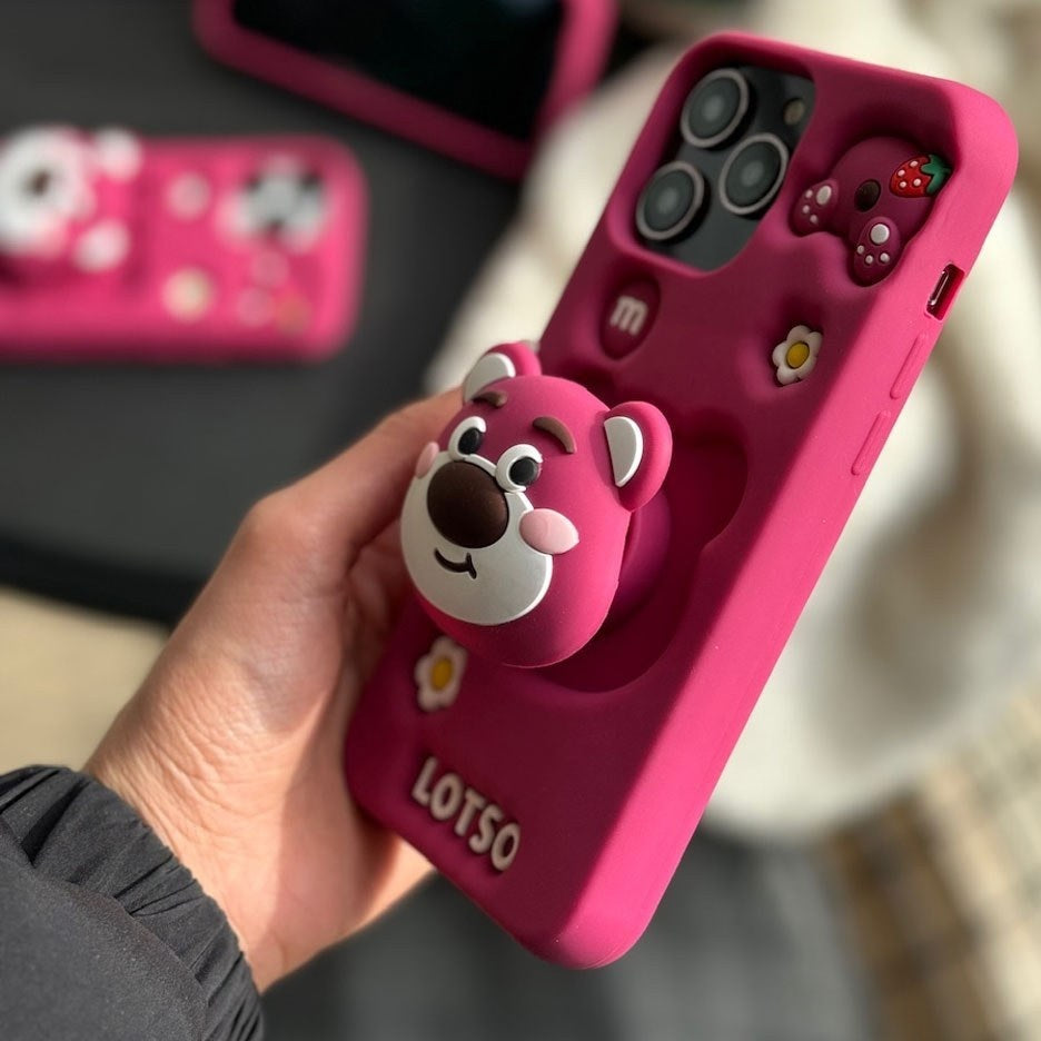 3D Cartoon LOTSO Bear Huggin Strawberry Toy Story Walt Case with Holder