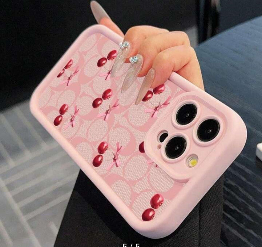 3D Cute Ball Cherry Hot Pastel Pink Bow Knot Ribbon Design Aesthetic Cover