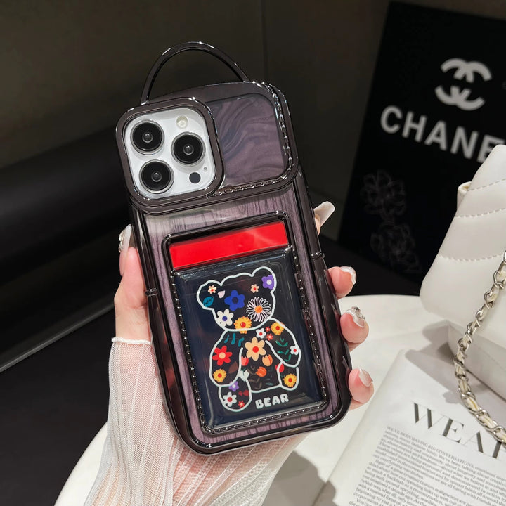 Luxury Plating Fashion Clear Backpack Wallet Photo Card Slot Electroplated Phone Bag Style Case
