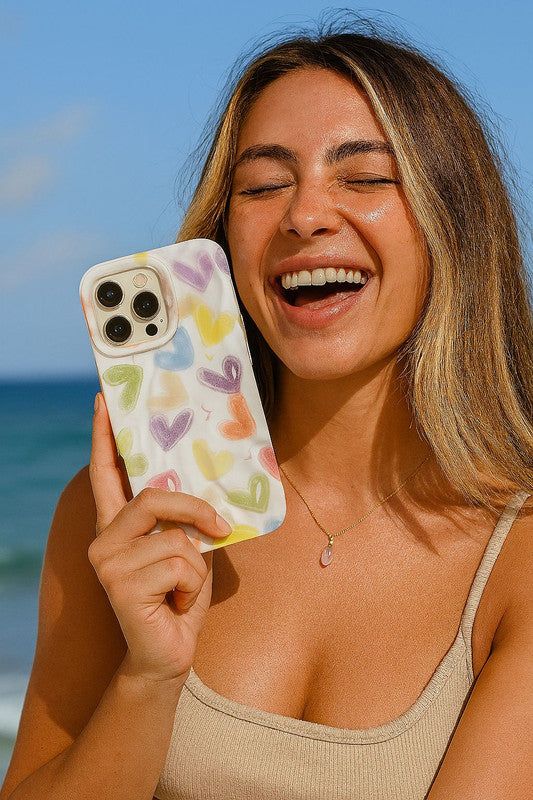 3D Colorful Vibrant Doodle Wrinkle Texture Trendy Retro Cute Girly Sexy Artistic Stylish Design Aesthetic Case