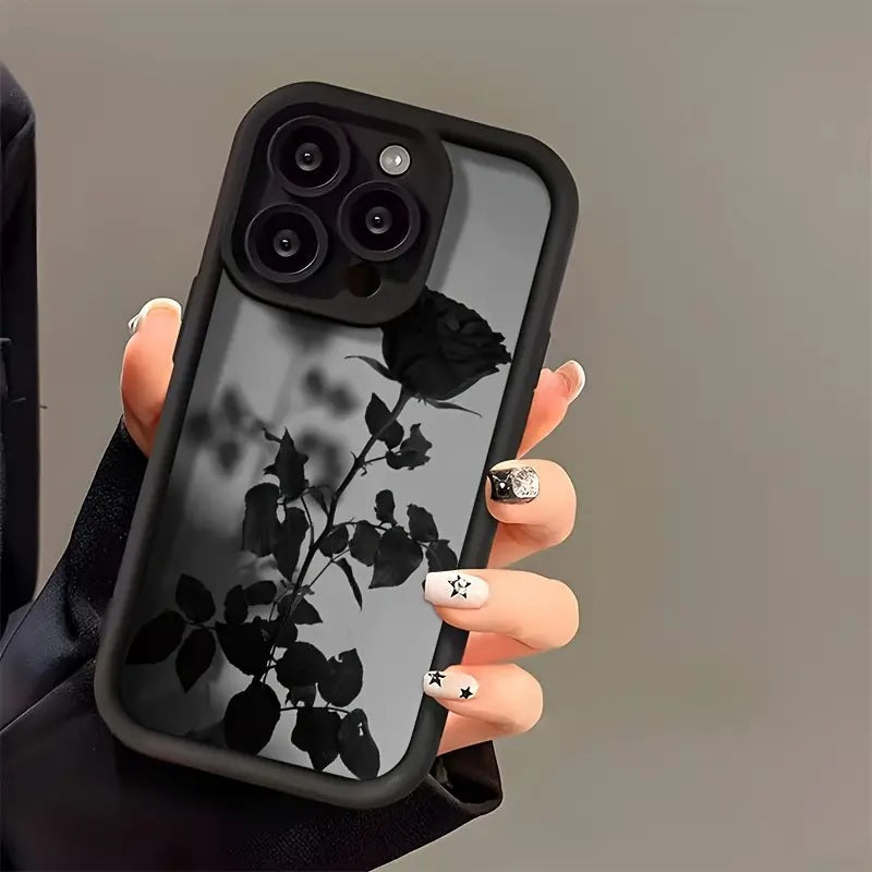 3D Black Dark Rose Minimalist Shadow Floral Cute Design Aesthetic Print Cover