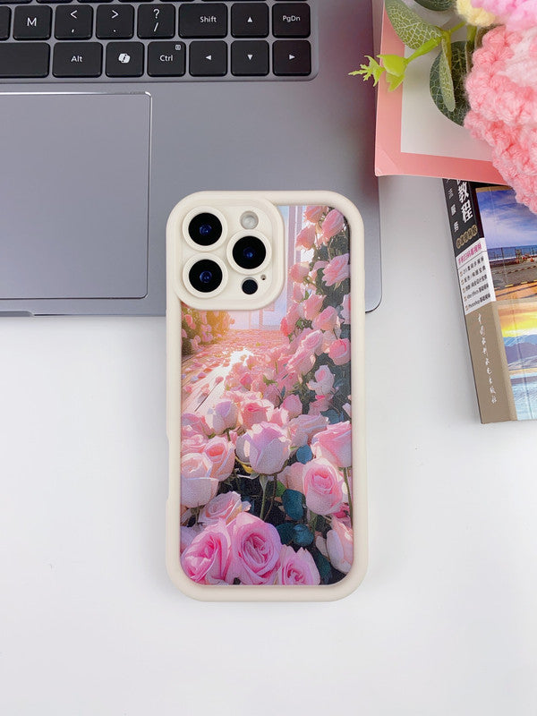White Rose Hot 3D Pastel Pink Buds Floral Bunch Cute Print Design Aesthetic Case