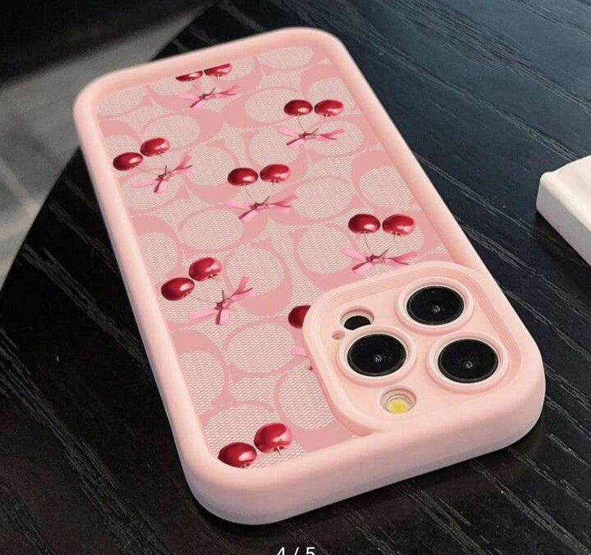 3D Cute Ball Cherry Hot Pastel Pink Bow Knot Ribbon Design Aesthetic Cover