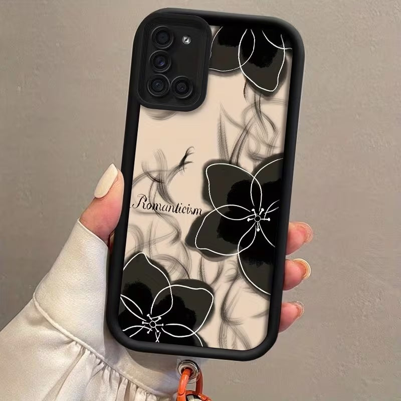 3D Hot Black Floral Back Case Cover Ink Abstract Art Flower Cute Design