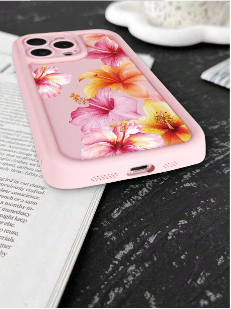 Hot 3D Hibiscus Flourish Floral Printed Flowers Cute Design Pink Aesthetic Cover