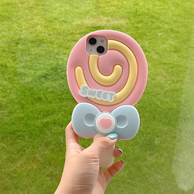3D Cute Cartoon Lollipop Cotton Candy Sweetheart Pop Sweet Case