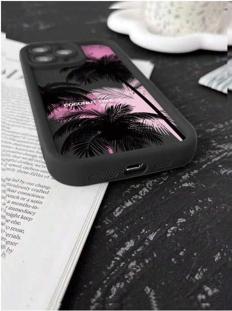 Hot 3D Coconut Palm Tree Goa Vibes Beach Cute Black Fashion Aesthetic Case