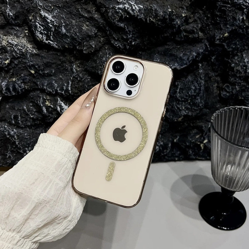 Magnetic Glitter Hard Crystal Clear Sparkle Bling Phone Case