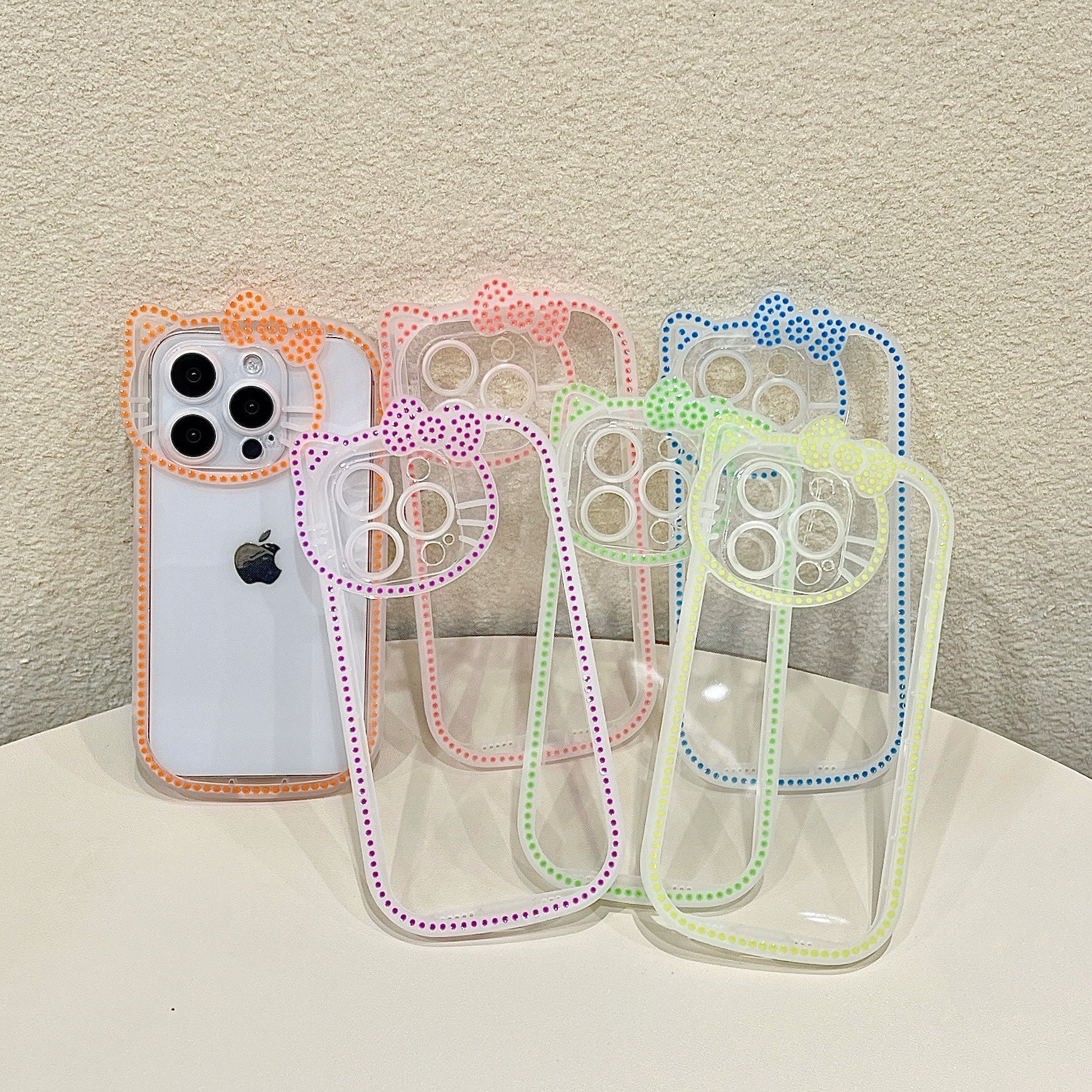 Neon Radium Night Glow Hello Kitty Colorful Transparent With Bow Case