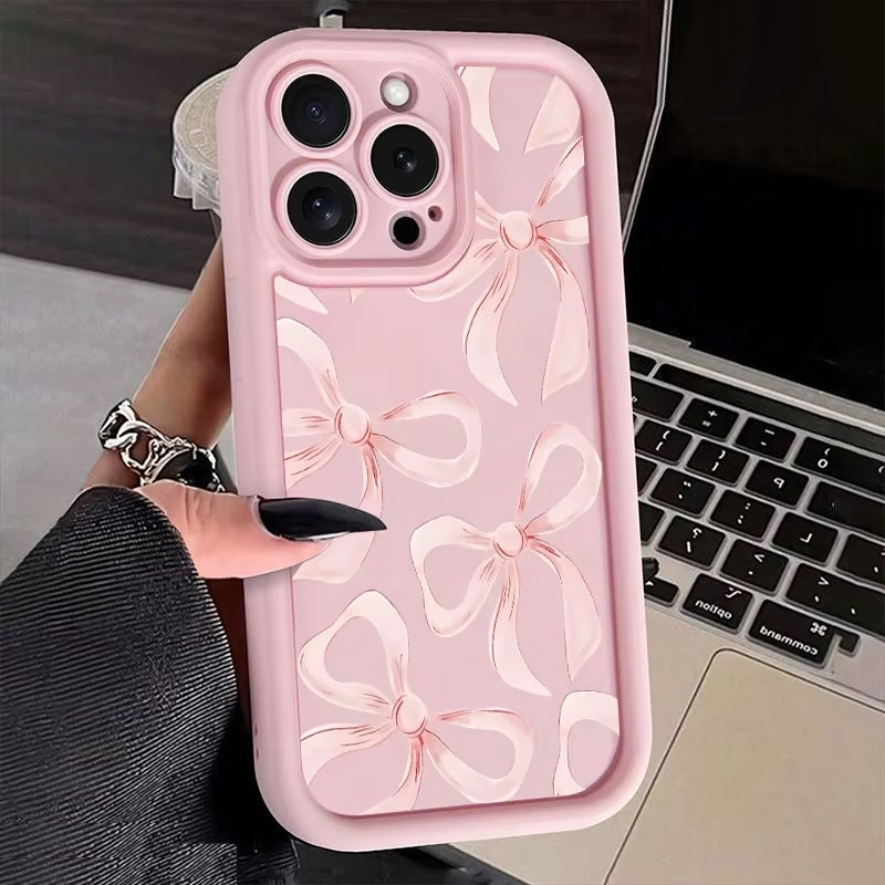 3D Cute Pink 4 Bow Hot Pastel Pink Bow Knot Ribbon Design Aesthetic Print Cover