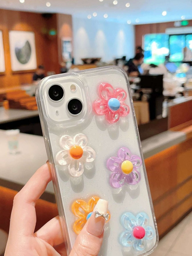 Luxury Translucent Floral Pastel Flower Resin Phone Case