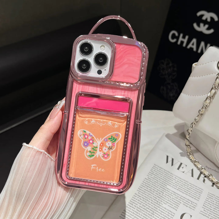 Luxury Plating Fashion Clear Backpack Wallet Photo Card Slot Electroplated Phone Bag Style Case