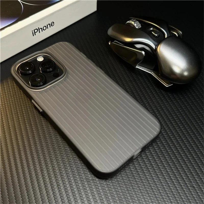 Virat Frosted Matte Finish Black lining Soft Case Translucent Slim Sleek fit Corrugated Stripes Pattern