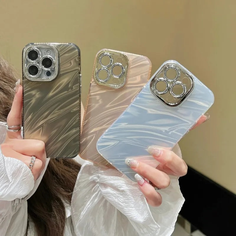Hot Diamond Laser Gradient Glitter Camera Lens Protection Colorful Phone Shell Rose Gold Case