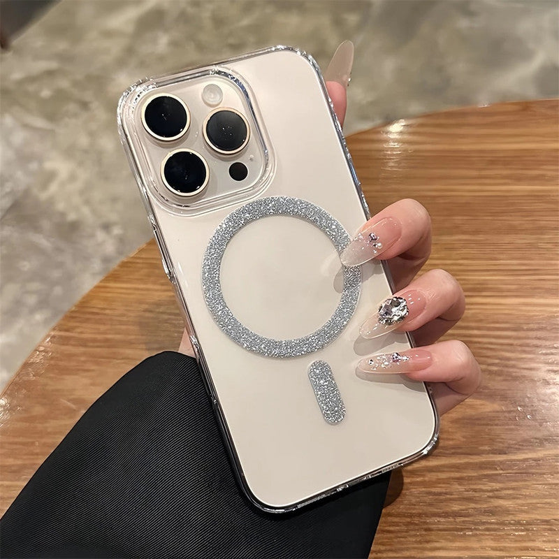 Magnetic Glitter Hard Crystal Clear Sparkle Bling Phone Case