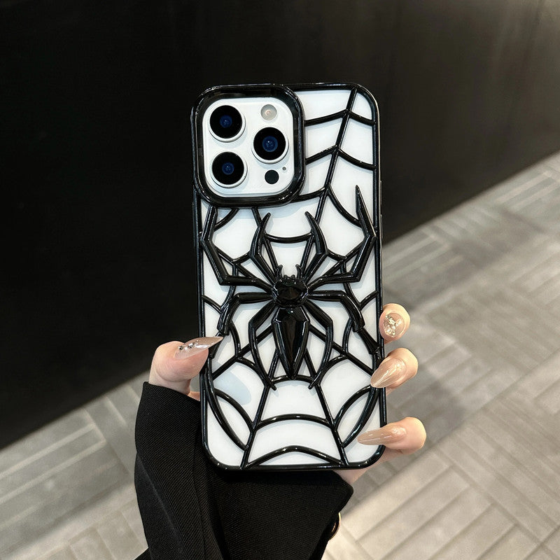 Spiderman Web Silicone 3D Cartoon Clear Phone case,Minimal Hollow Out Electroplated Heat Dissipation Metallic Paint Cover