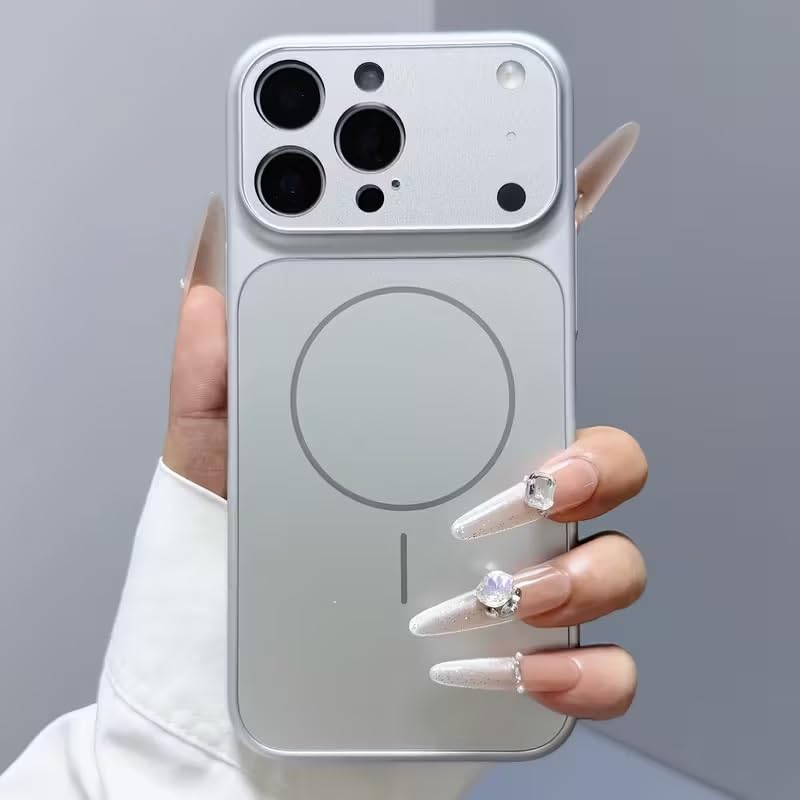 Premium Matte AG Glass Converter Case to iPhone 17 Pro Max, Aesthetic MagSafe Converter Back Cover (Silver Titanium)