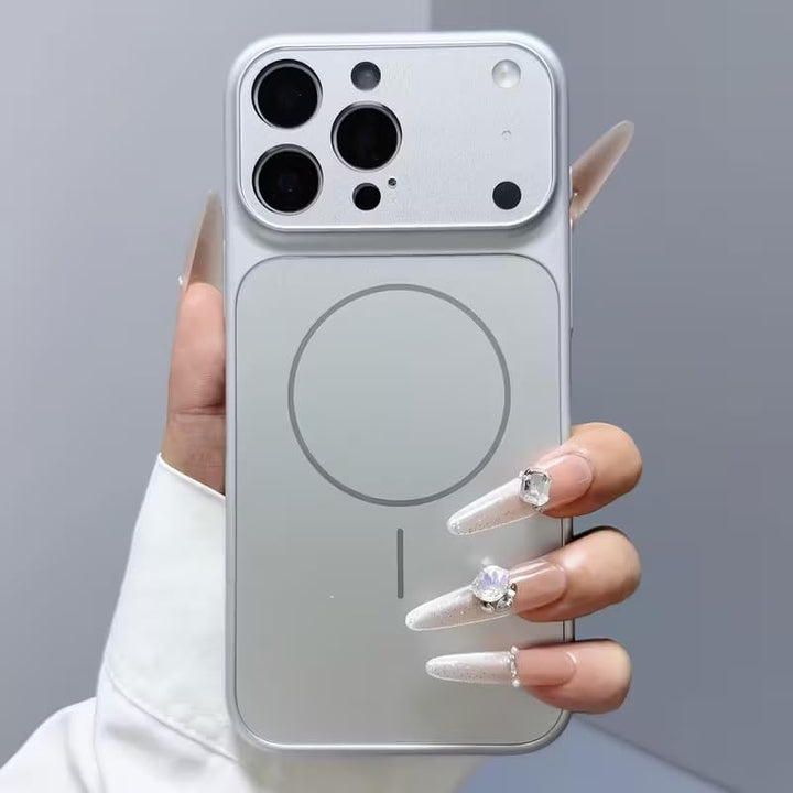 Premium Matte AG Glass Converter Case to iPhone 17 Pro Max, Aesthetic MagSafe Converter Back Cover (Silver Titanium)