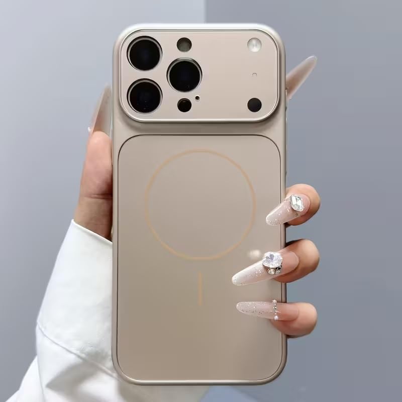 Premium Matte AG Glass Converter Case to iPhone 17 Pro Max, Aesthetic MagSafe Converter Back Cover (Light Gold)