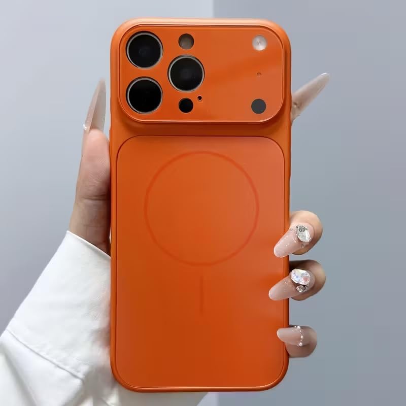 Premium Matte AG Glass Converter Case to iPhone 17 Pro Max, Aesthetic MagSafe Converter Back Cover (Cosmic Orange)