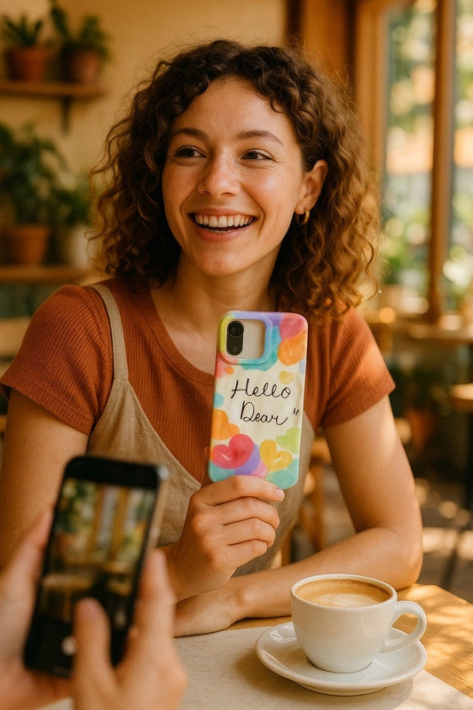 Hello Dear Quote Quirky & Trendy Wrinkle Texture Pattern Retro Cute Colorful Artistic Cool Design Aesthetic Case