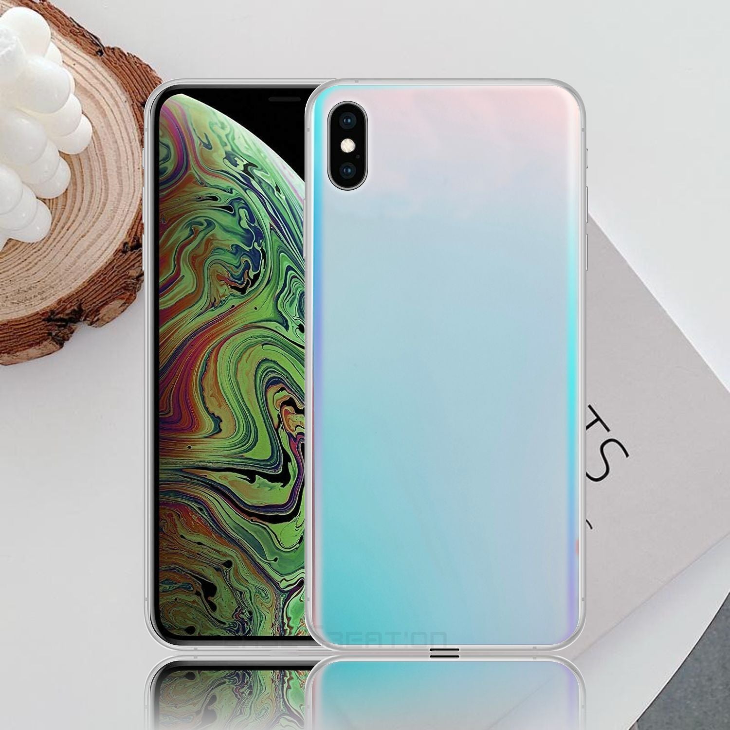 Holographic Clear Super Slim Apple 3D Color Changing Fashion Cool Reflective Hard Back Cover