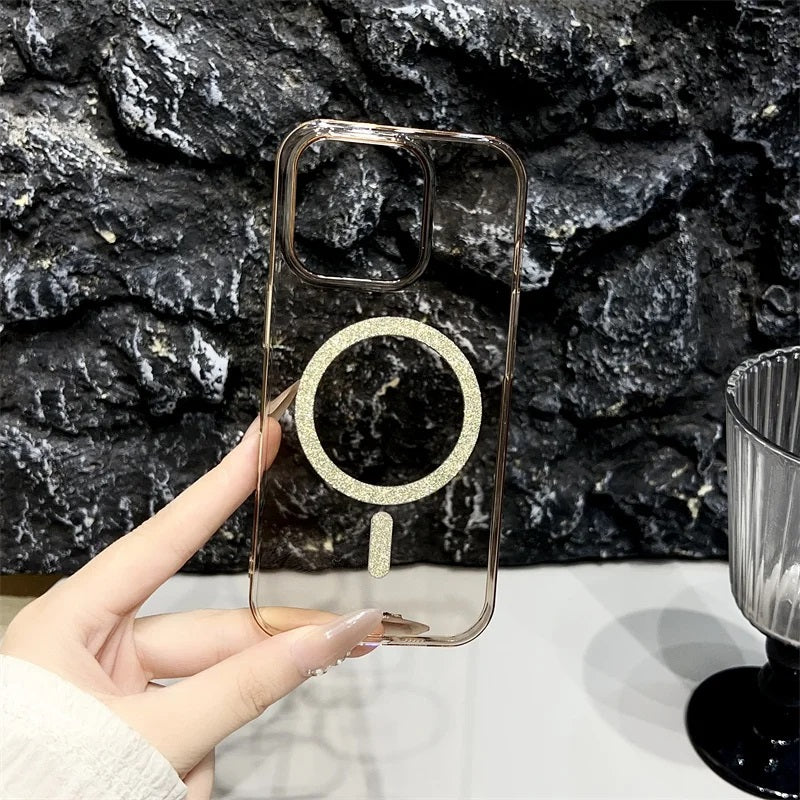 Magnetic Glitter Hard Crystal Clear Sparkle Bling Phone Case