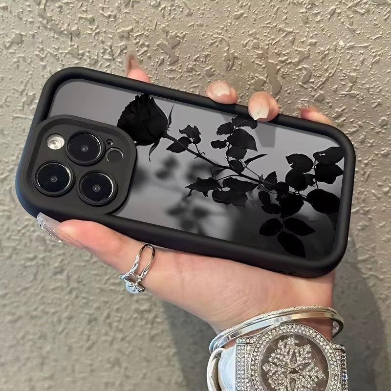 3D Black Dark Rose Minimalist Shadow Floral Cute Design Aesthetic Print Cover