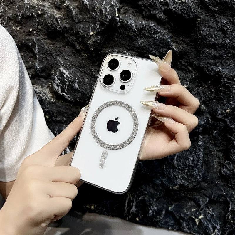 Magnetic Glitter Hard Crystal Clear Sparkle Bling Phone Case