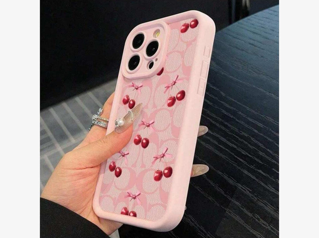 3D Cute Ball Cherry Hot Pastel Pink Bow Knot Ribbon Design Aesthetic Cover