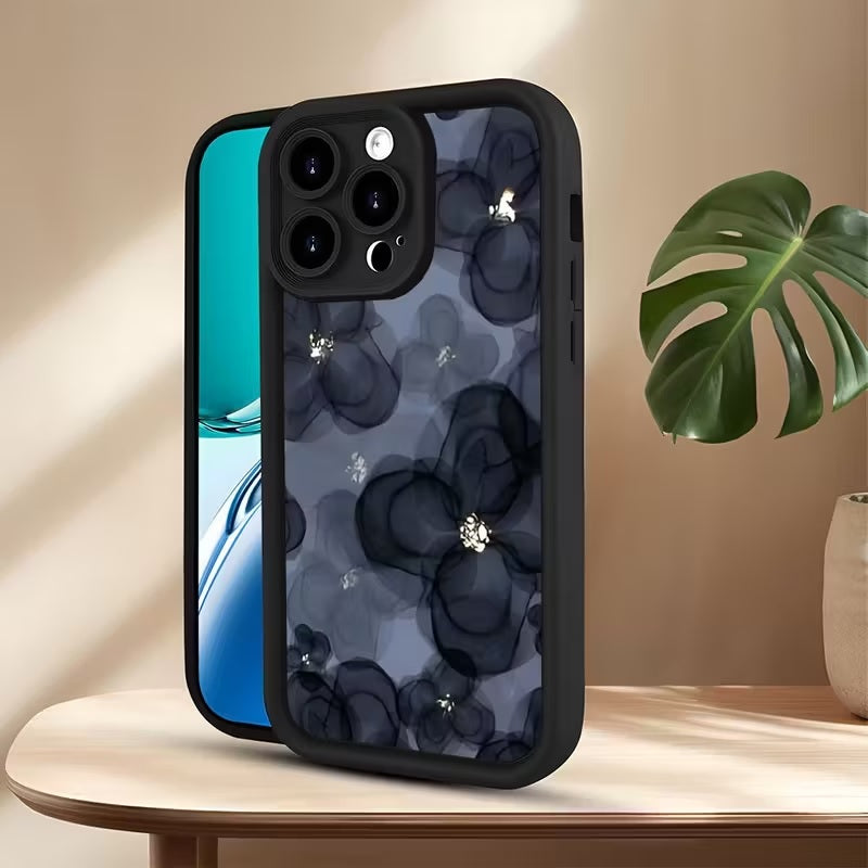 3D Floral Sparkling Hot Flower Black Cute Design Aesthetic Print Cover