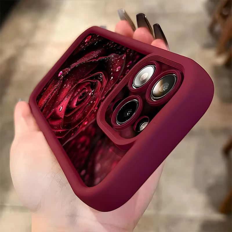 3D Cute Red Rose Water Gorgeous Raindrop Flower Cute Hot Design Aesthetic Print Cover