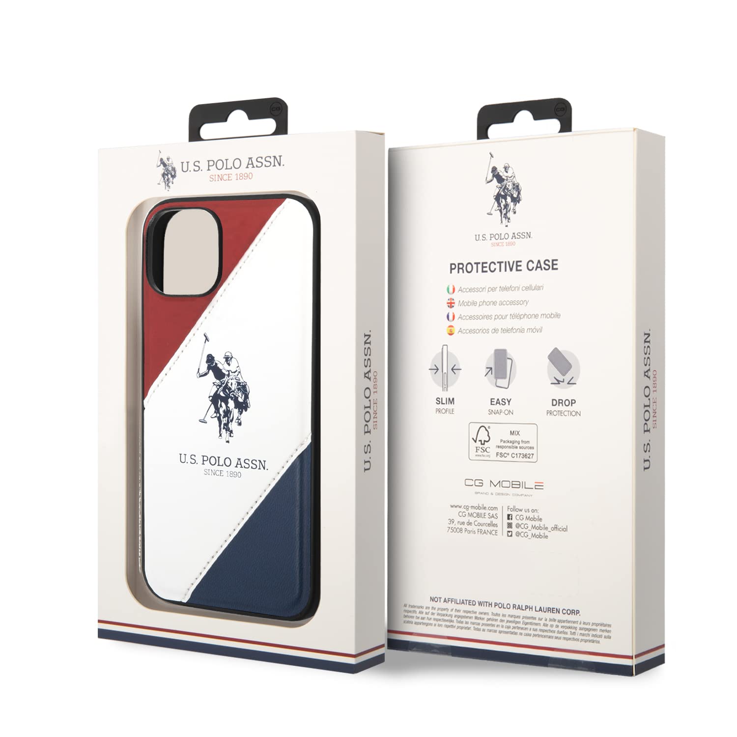 U.S. Polo Assn Double Horse Embossed Logo Protective PU Leather Tricolor Case