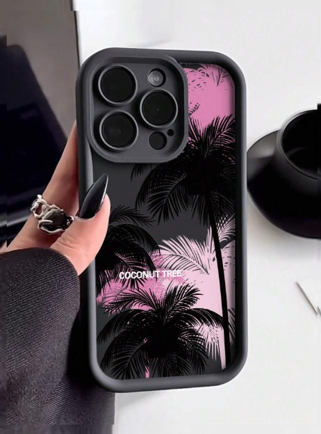 Hot 3D Coconut Palm Tree Goa Vibes Beach Cute Black Fashion Aesthetic Case