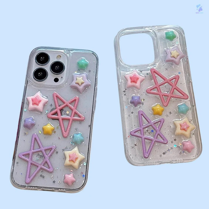 Luxury Translucent Rainbow Star Cute Resin Phone Case
