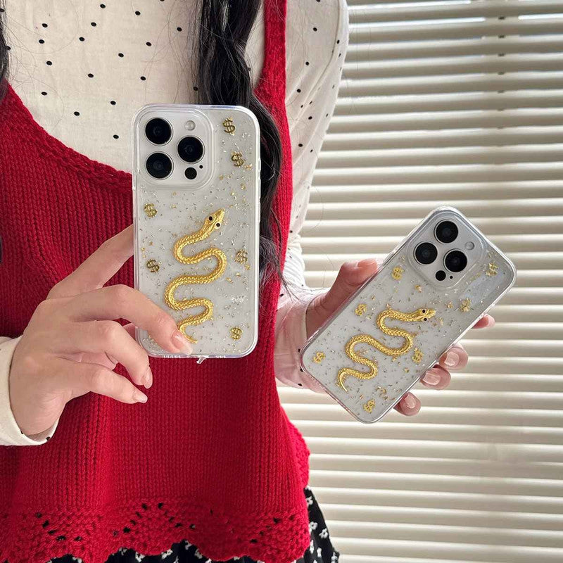 3D Luxury Snake Dollar Resin Translucent Cute Hard Epoxy Shimmer Art Sparkle Princess Phone Case