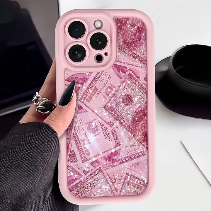 3D Cute Hot Money Dollar Pastel Pink Glittery Banknote Design  Aesthetic Case