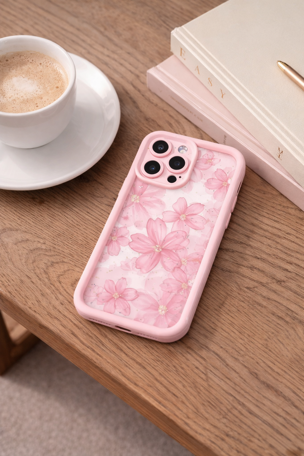 3D Pastel Floral Ink Abstract Art Flower Cute Design Back Case Cover - Light Pink