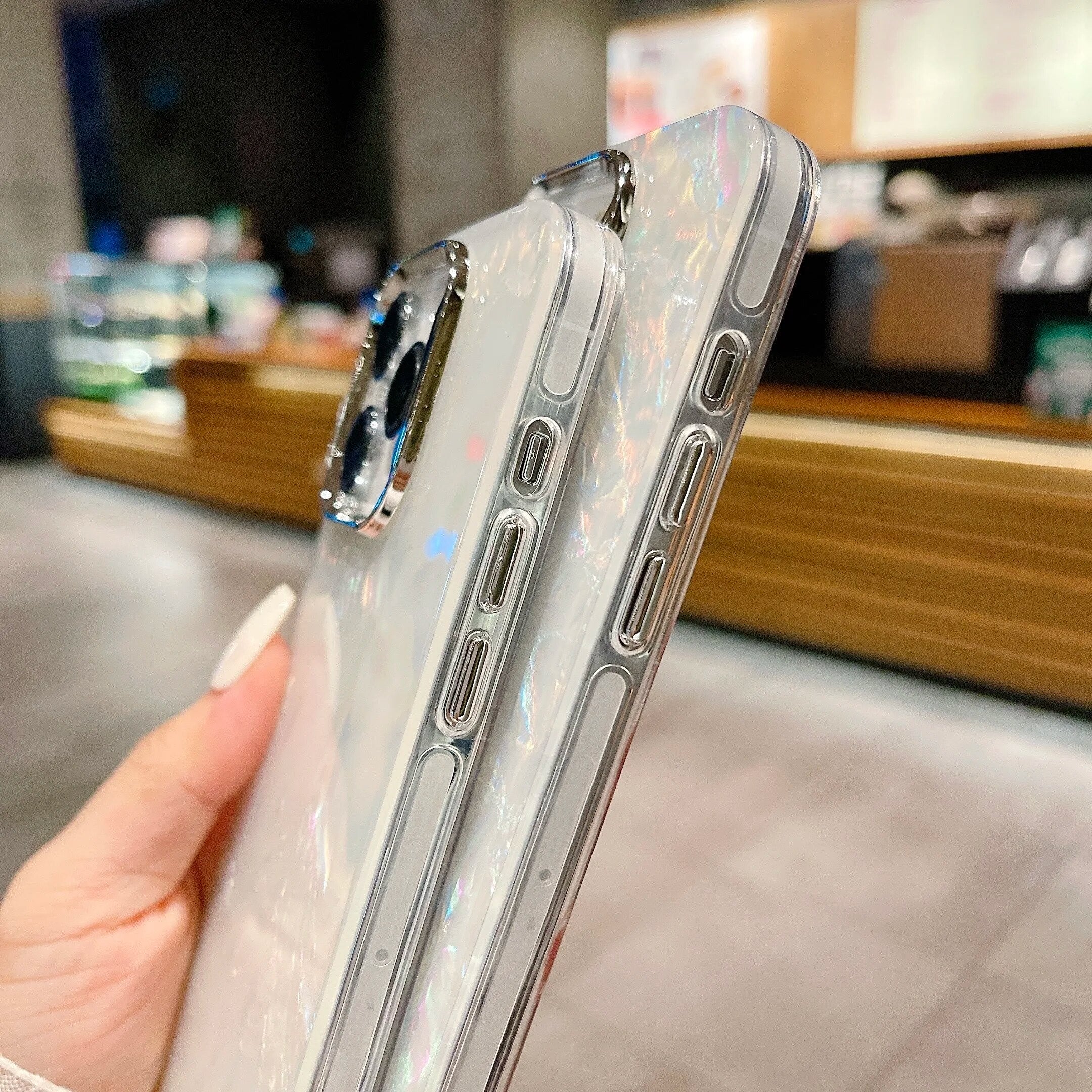 Holographic Marble Glitter Colorful Dreamy Hard Shell Phone Bling Case