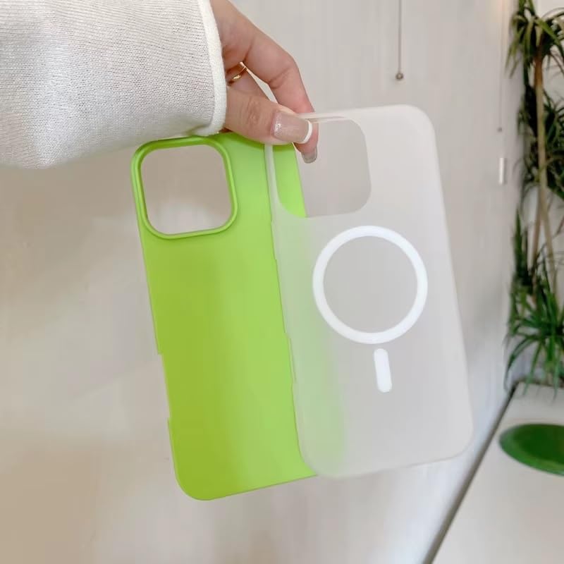Detachable 2-in-1 Ultra-Hybrid Translusent Neon Back Case Magnetic Magsafe Charging Compatible Pastel Slim Cover - Green