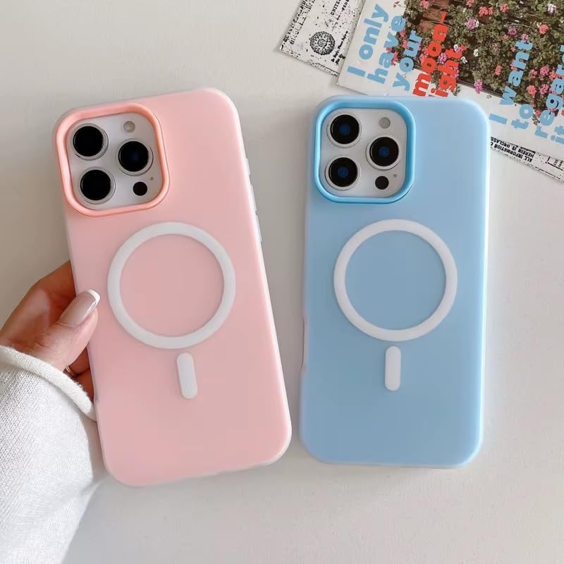 Detachable 2-in-1 Ultra-Hybrid Translusent Neon Back Case Magnetic Magsafe Charging Compatible Pastel Slim Cover - Blue