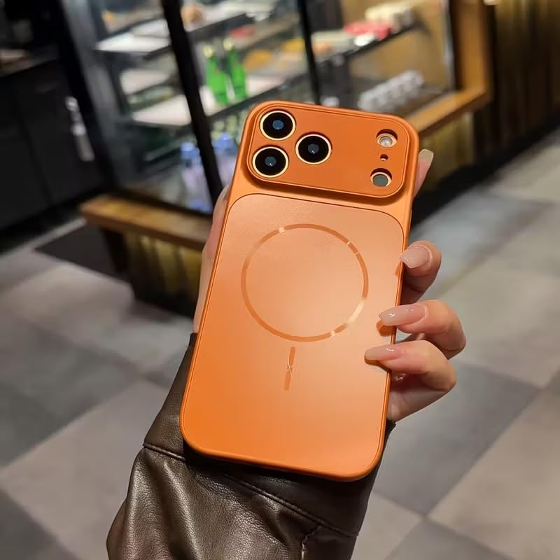 Premium Matte AG Glass Converter Case to iPhone 17 Pro Max, Aesthetic MagSafe Converter Back Cover (Cosmic Orange)