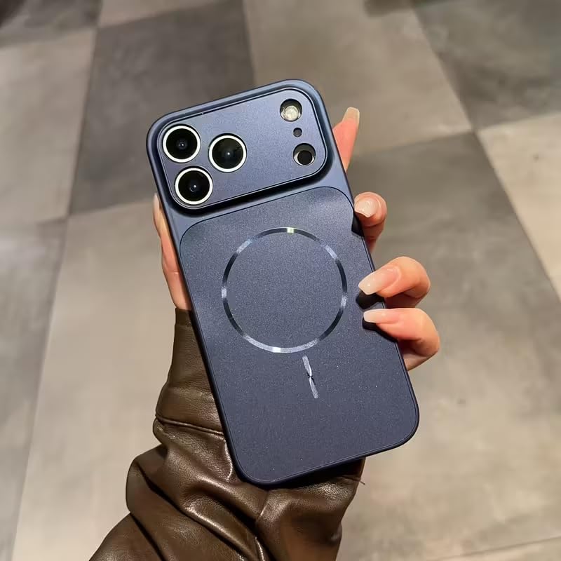Premium Matte AG Glass Converter Case to iPhone 17 Pro Max, Aesthetic MagSafe Converter Back Cover (Deep Blue)