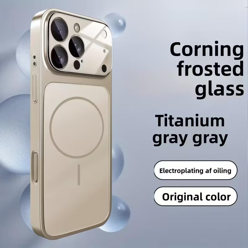Premium Matte AG Glass Converter Case to iPhone 17 Pro Max, Aesthetic MagSafe Converter Back Cover (Steel Gray)