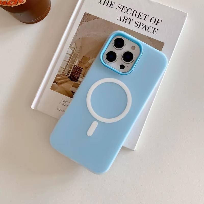 Detachable 2-in-1 Ultra-Hybrid Translusent Neon Back Case Magnetic Magsafe Charging Compatible Pastel Slim Cover - Blue