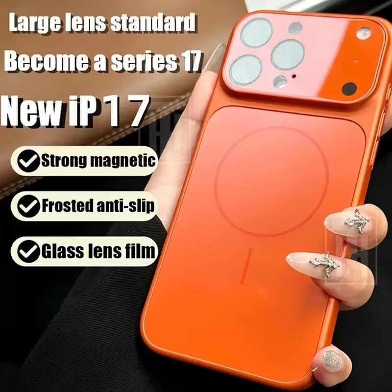 Premium Matte AG Glass Converter Case to iPhone 17 Pro Max, Aesthetic MagSafe Converter Back Cover (Cosmic Orange)