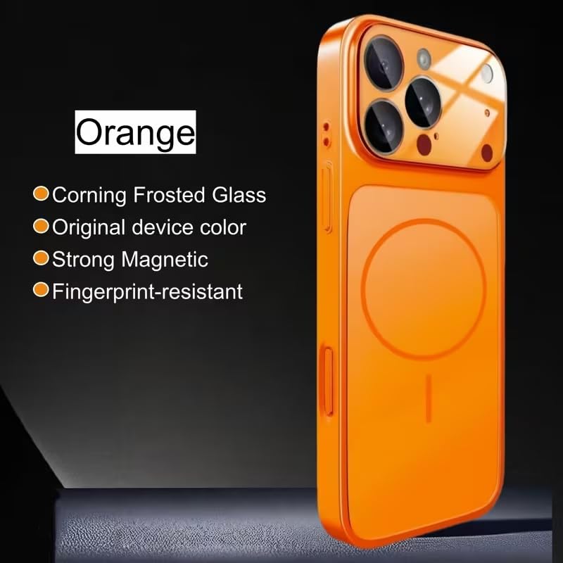 Premium Matte AG Glass Converter Case to iPhone 17 Pro Max, Aesthetic MagSafe Converter Back Cover (Cosmic Orange)