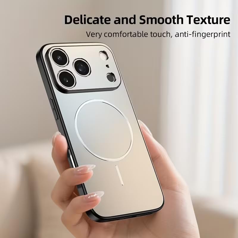 Premium Matte AG Glass Converter Case to iPhone 17 Pro Max, Aesthetic MagSafe Converter Back Cover (Silver Titanium)